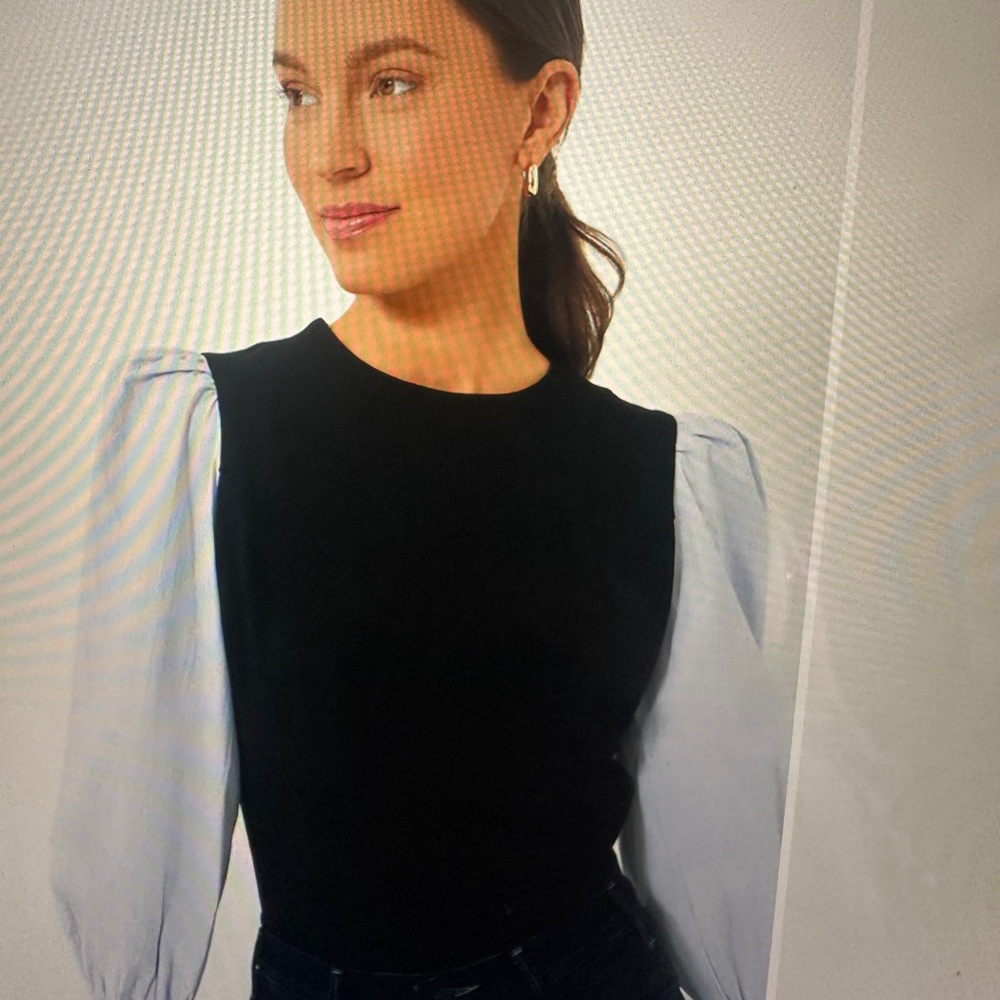 Tuckernuck Black Top with White Sleeves NWT